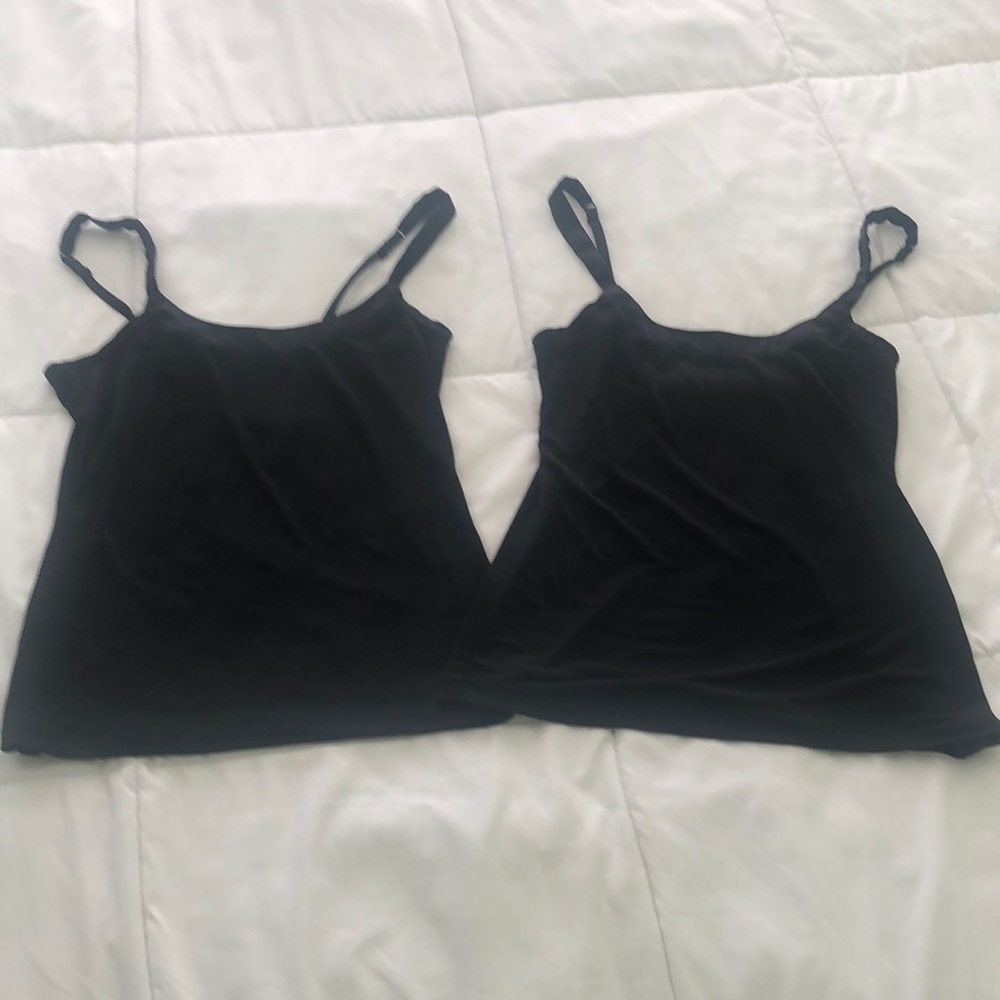 Set of 2 Express black tank tops w adjustable straps w soft neck line & straps